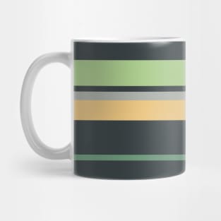 A supreme transfusion of Greyish, Charcoal, Slate Green, Pale Olive Green and Sand stripes. Mug